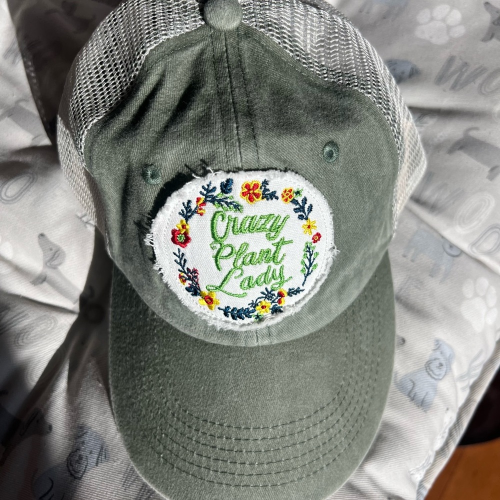 “CRAZY PLANT LADY”embroidered ball cap by MARKET & LAYNE w/mesh & adjustable NWT - Picture 4 of 15